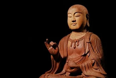 Kézzel faragott fa Ksitigarbha